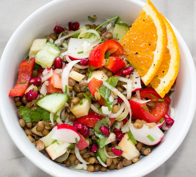 Linsensalat mit Mango und Paprika - Lekker Schmekker